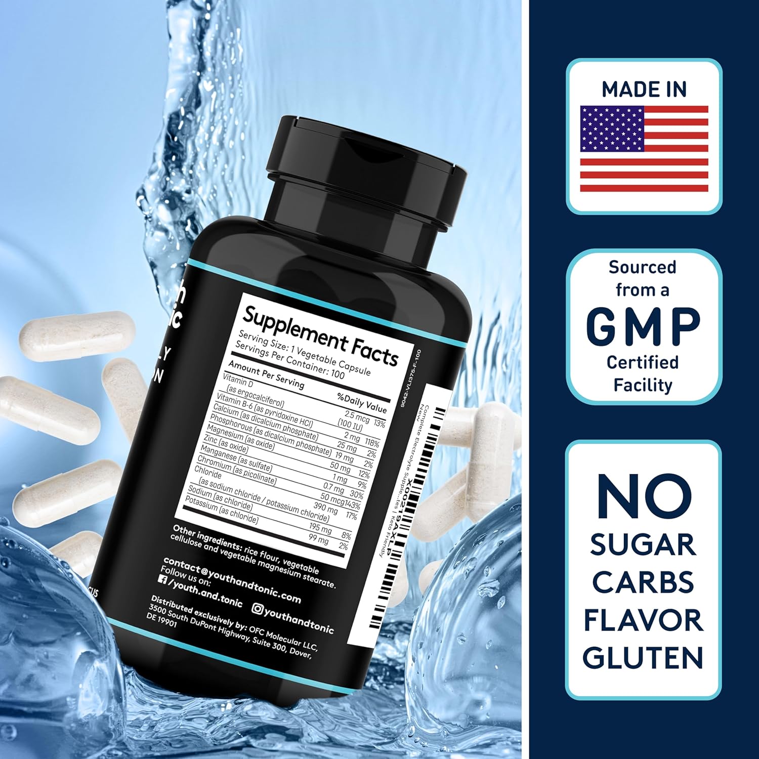 Complete Electrolyte Supplement Pills High Absorption | Cmax Potassium Chloride Magnesium Sodium Calcium Zinc | Boost Endurance Muscle Recovery Mental Focus | Salt Electrolytes Tablets | Keto Friendly