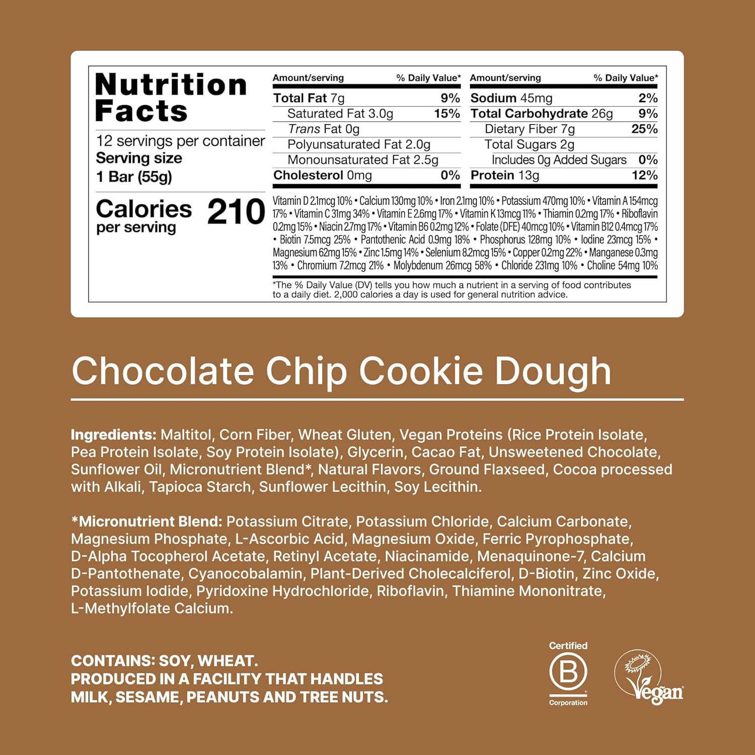 Huel Complete Nutrition Vegan Protein Bars | Cookie Dough | 13g Protein | 27 Vitamins & Minerals, 2g Sugar, Non-GMO, 100% Plant Based Snack | 12 Pack