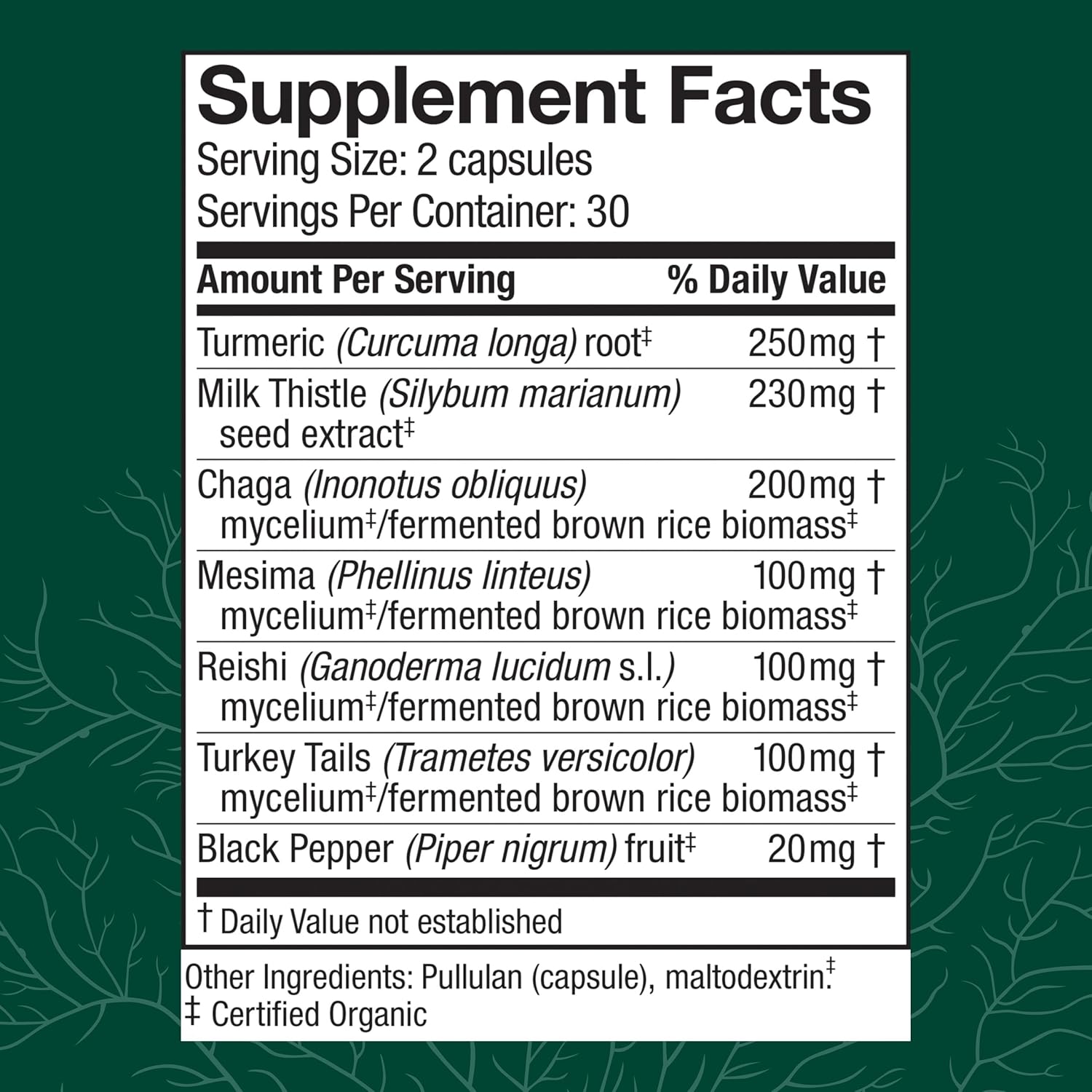 Host Defense MycoBotanicals Liver* Capsules - Liver Health Supplement with Milk Thistle & Turmeric Root - Mushroom Supplement with Turkey Tail, Reishi & Chaga - 60 Capsules (30 Servings)*