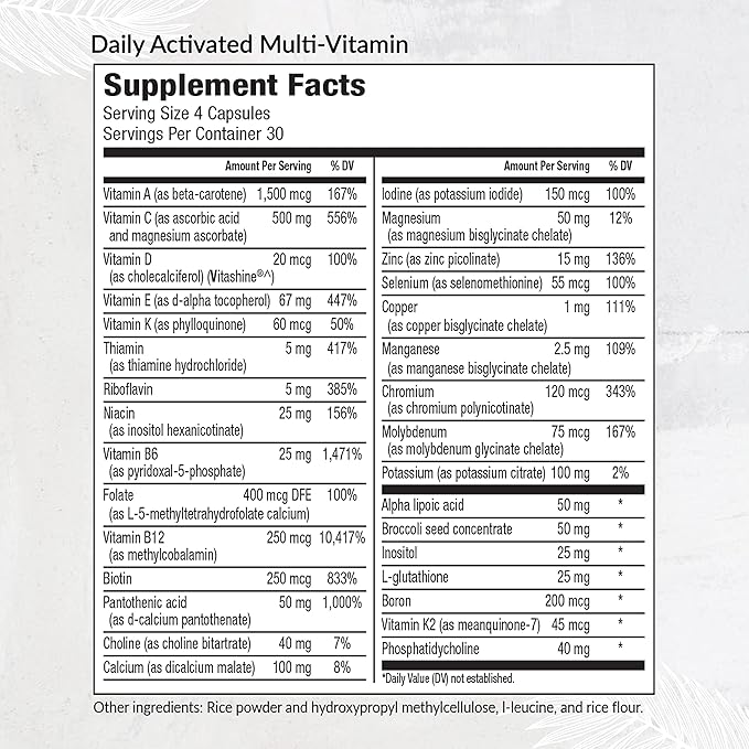 Equilife Daily Activated Multivitamin, 21 Essential Nutrients with B Complex, Antioxidant Formula for Overall Wellness, Gluten-Free, Non-GMO, 120 Capsules