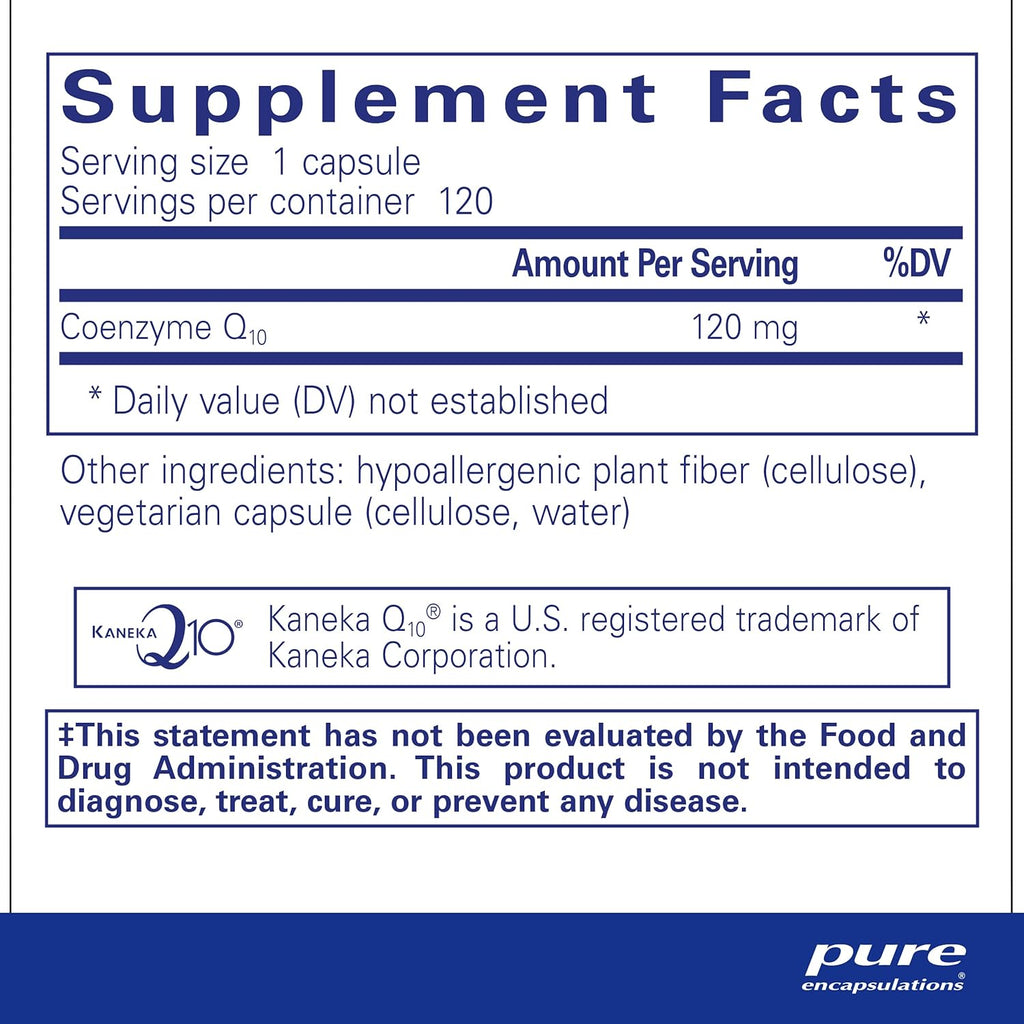 Pure Encapsulations CoQ10 120 mg - Coenzyme Q10 Supplement for Heart Health, Energy, Antioxidants, Brain & Memory Health - Cellular Health, Cognition & Cardiovascular Support* - 120 Capsules