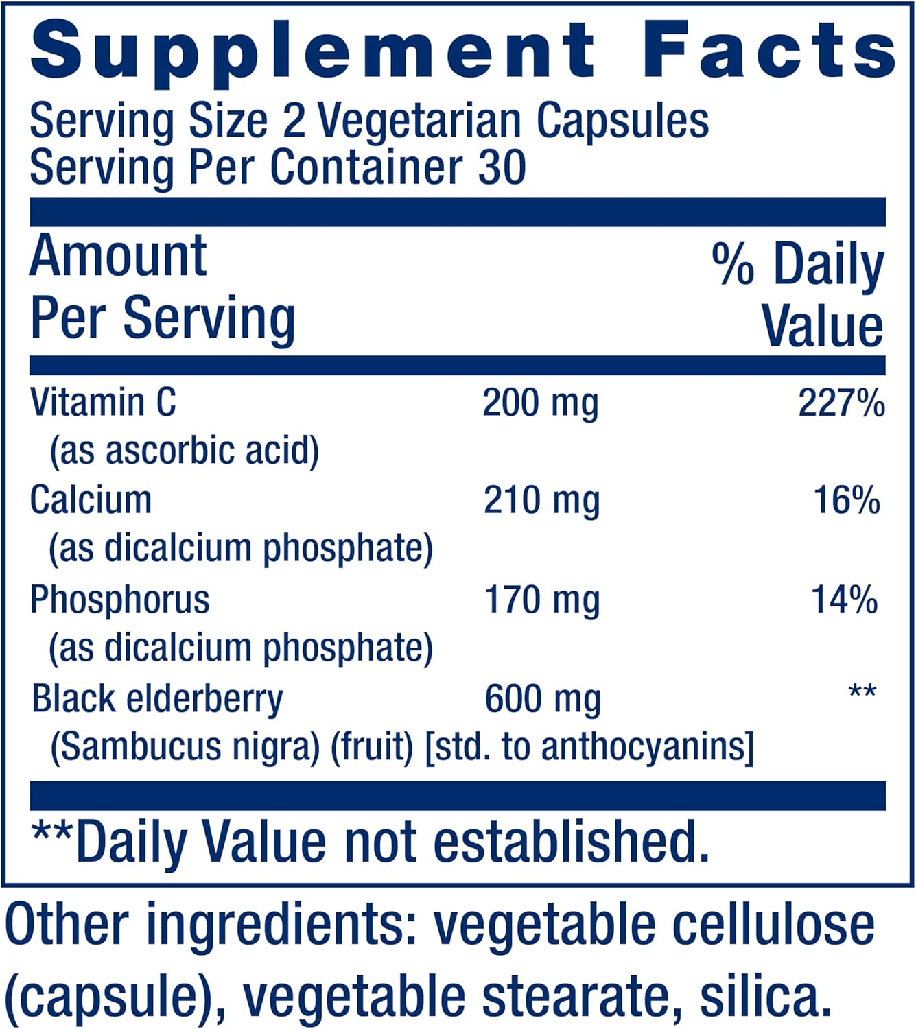 Life Extension Black Elderberry + Vitamin C, Everyday Immune Support from Elderberry & Vitamin C, Gluten Free, Non-GMO, Vegetarian, 60 Capsules
