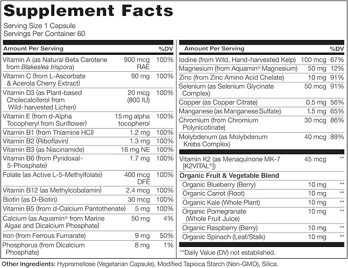 NATURELO One Daily Multivitamin for Women, 60 Capsules and One Daily Multivitamin for Men, 60 Capsules - 2 Month Supply Bundle