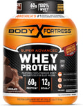 Body Fortress Super Advanced Whey Protein Powder, Chocolate, Immune Support (1), Vitamins C & D Plus Zinc, 3.9 lbs.