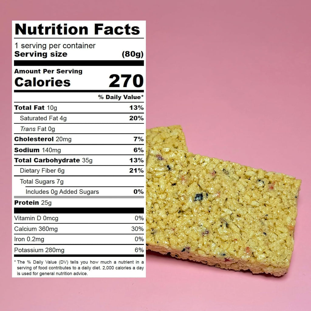 Crispy Rice Protein Treat Bar | 25 g Protein, No Added Sugar, 7 g Fiber, Gluten Free | High Protein Snack for On-the-Go, Post-Workout or Dessert Cravings | 8 Count (Island Berry)