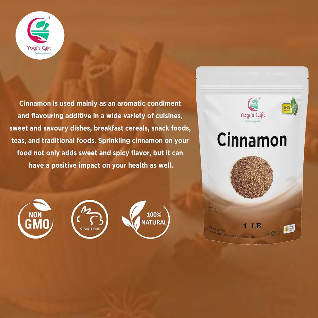 Crushed Cinnamon Bark 1 LB | Bulk Cinnamon Stick Pieces/Chips For Tea, Cooking | Rich Aroma and Great Flavour | Premium Grade Cinnamon by Yogi's Gift®