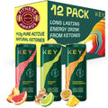 KEY Ketone Energy Drink - Sugar Free and All Natural from Ketones for Long Lasting Energy and optimal Green Tea Caffeine and L-Theanine for Mental Focus to Perform, Variety Pack (Pack of 12)