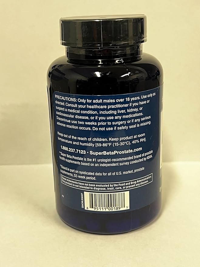 Super Beta Prostate Advanced Prostate Supplement for Men – Reduce Bathroom Trips, Promote Sleep, Support Urinary Health & Bladder Emptying. Beta Sitosterol not Saw Palmetto. (60 Caplets, 1-Bottle)