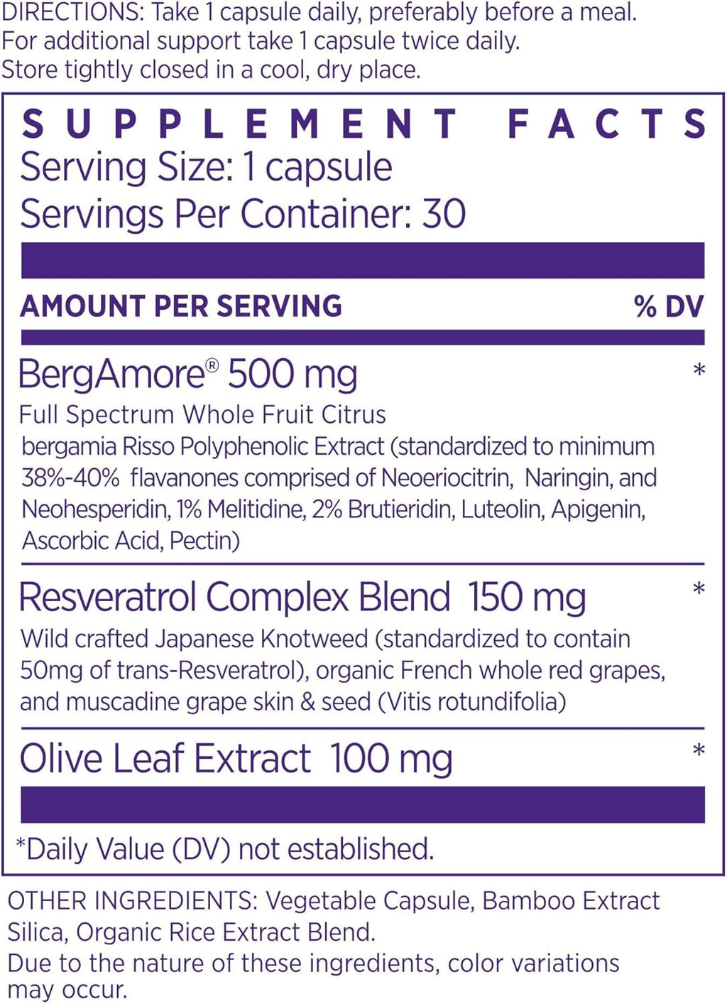NAOMI Italian Citrus Bergamot 500mg + Resveratrol, Award-Winning Cardiologist Dvlpd, Supports Normal Cholesterol & Healthy Cellular Function, 7 Key Polyphenols, Resveratrol & Olive Leaf, 30-Day Supply