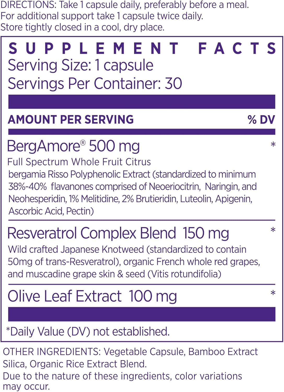 NAOMI Italian Citrus Bergamot 500mg + Resveratrol, Award-Winning Cardiologist Dvlpd, Supports Normal Cholesterol & Healthy Cellular Function, 7 Key Polyphenols, Resveratrol & Olive Leaf, 30-Day Supply
