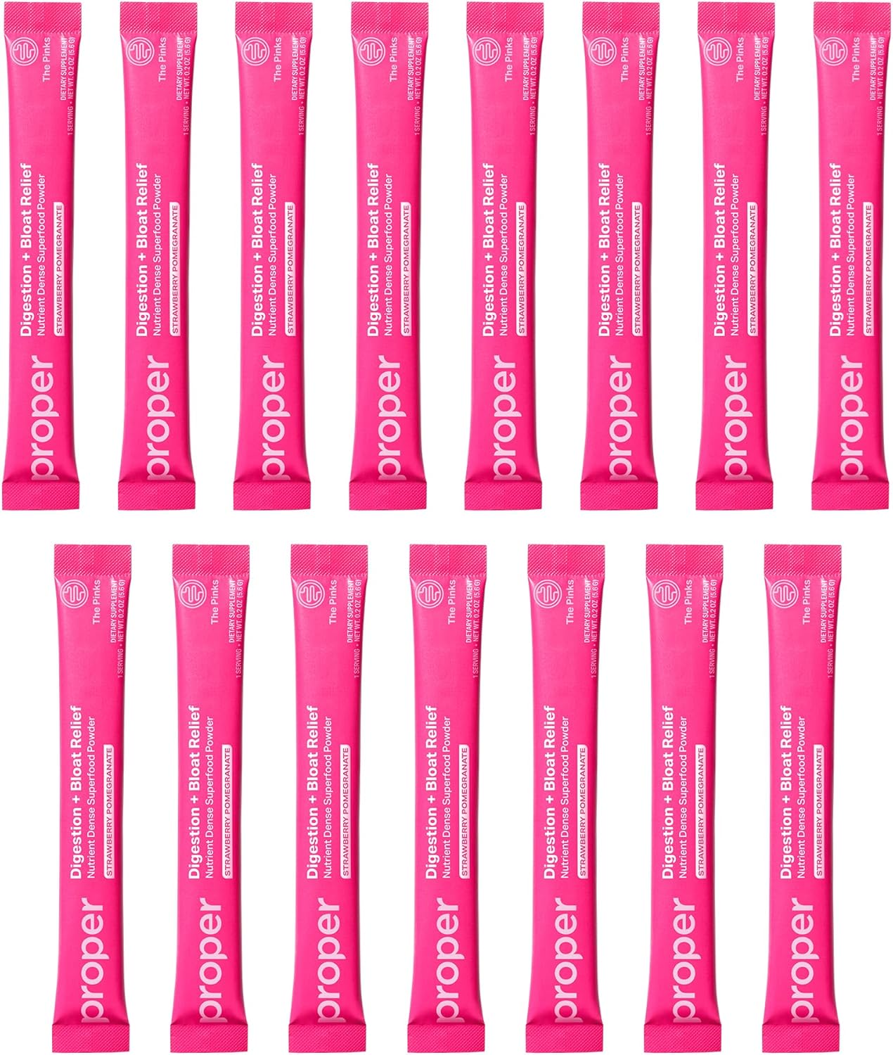 Proper, The Pinks Digestion and Bloat Relief. Drink Mix with Gut Health Probiotics, Prebiotics, Beet Root & Enzymes for Digestive Support. Bloating and Microbiome Supplement for Women and Men