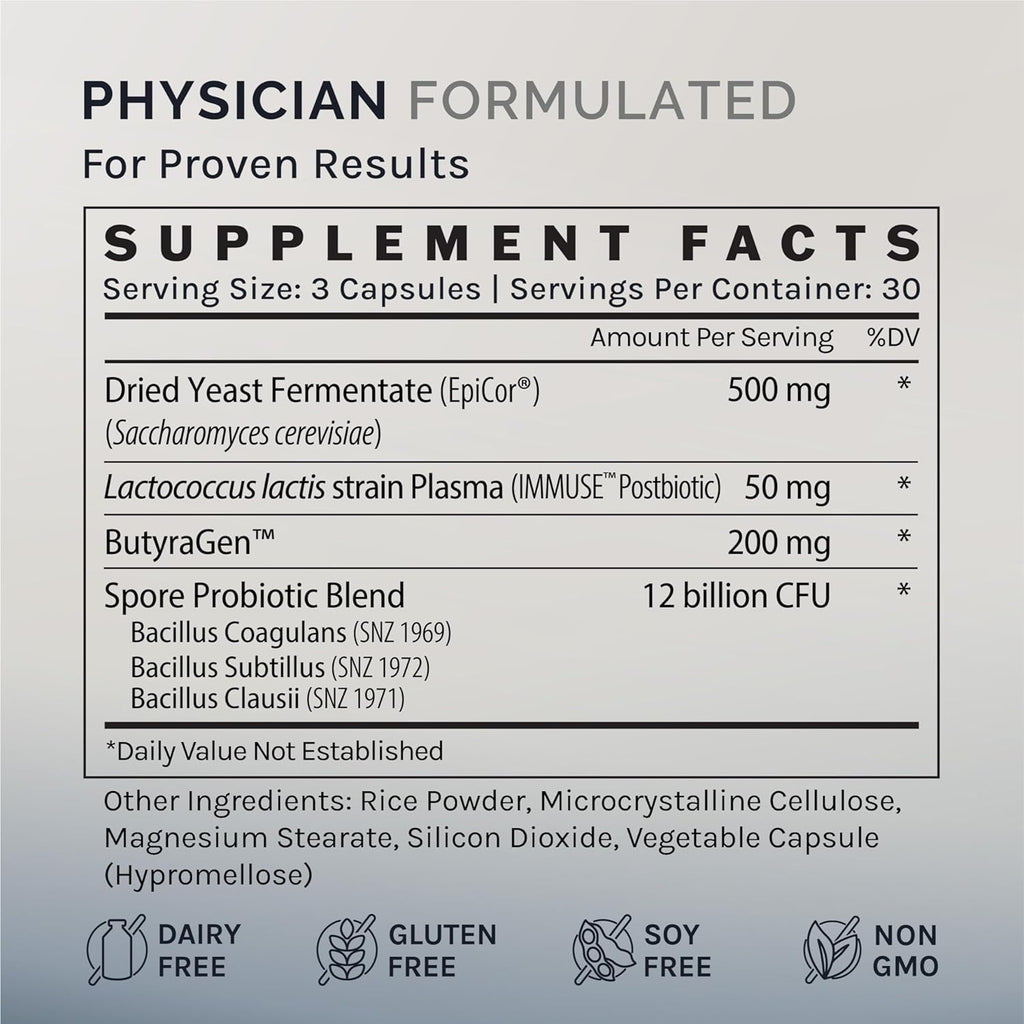 InfiniWell GI Prime - Pre, Post & Probiotics for Digestive Health - Aid Immune Function & Support The Gut-Brain Axis - with Bacillus Probiotics for Women & Men (90 Capsules)