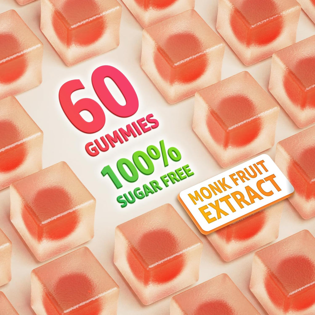Organic Vitamin C Gummies 120mg for Adults, Sugar Free, Daily Immune Defense, Raw Antioxidant, 100% Whole Food Chewable Vitamin C Supplement from 1200mg Berries & Fruits for Collagen, Vegan, 60 Counts