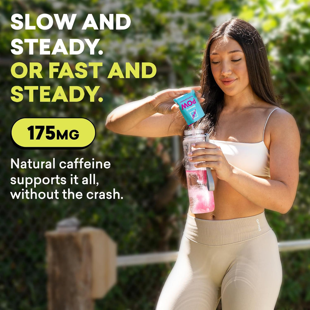 EBOOST POW Natural Pre Workout Powder - 15 Packets, Blue Raspberry - Preworkout Energy Booster Gym Supplement Drink Mix for Men and Women - Performance, Joint Mobility Support - Gluten-Free