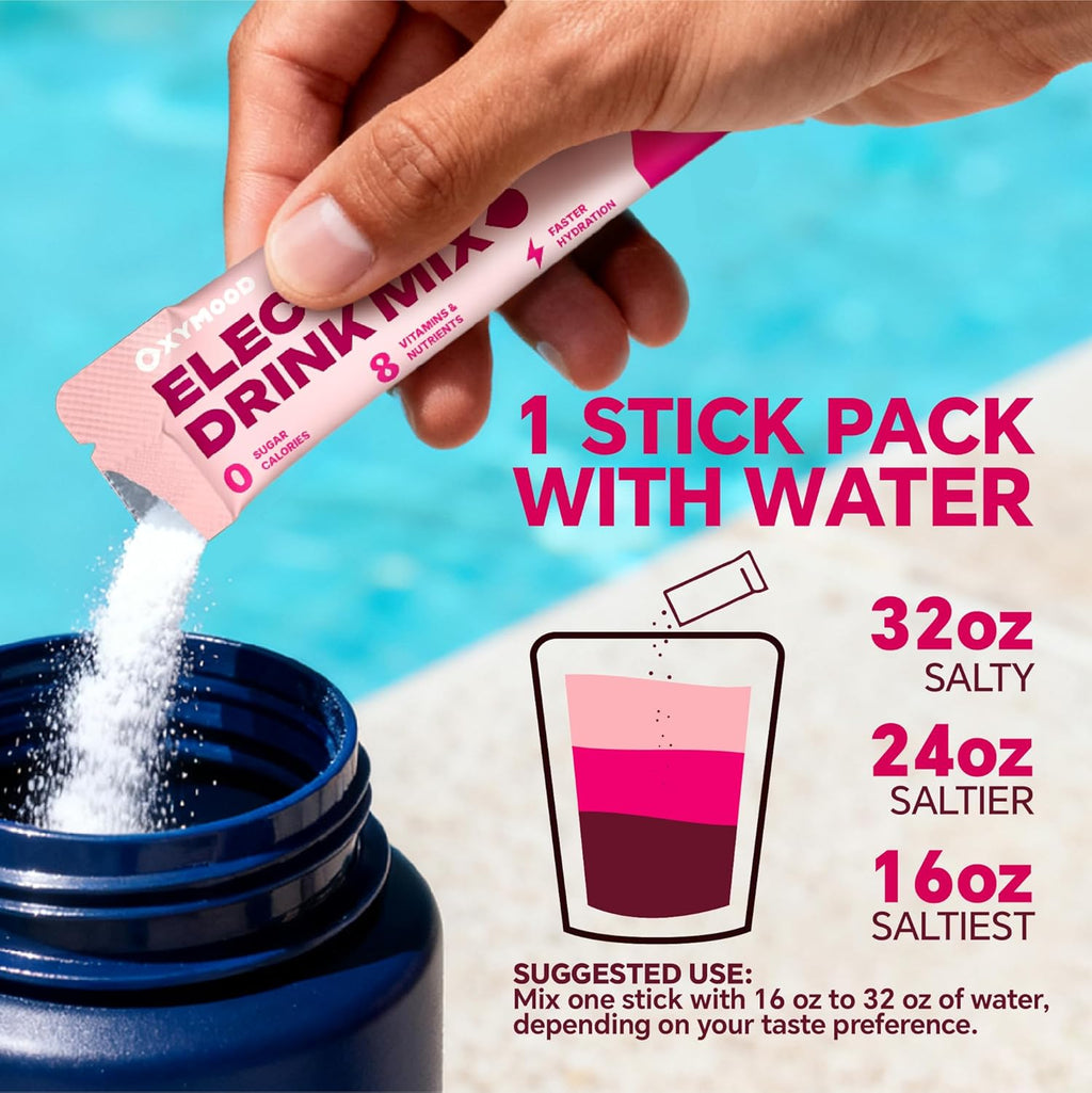 Sugar Free Electrolytes Powder Packets - Salty High Sodium Hydration Packets, Electrolytes Drink Mix for Fitness Enthusiasts & Outdoor Workers, Calories Free(Berry Mix 30 Sticks)