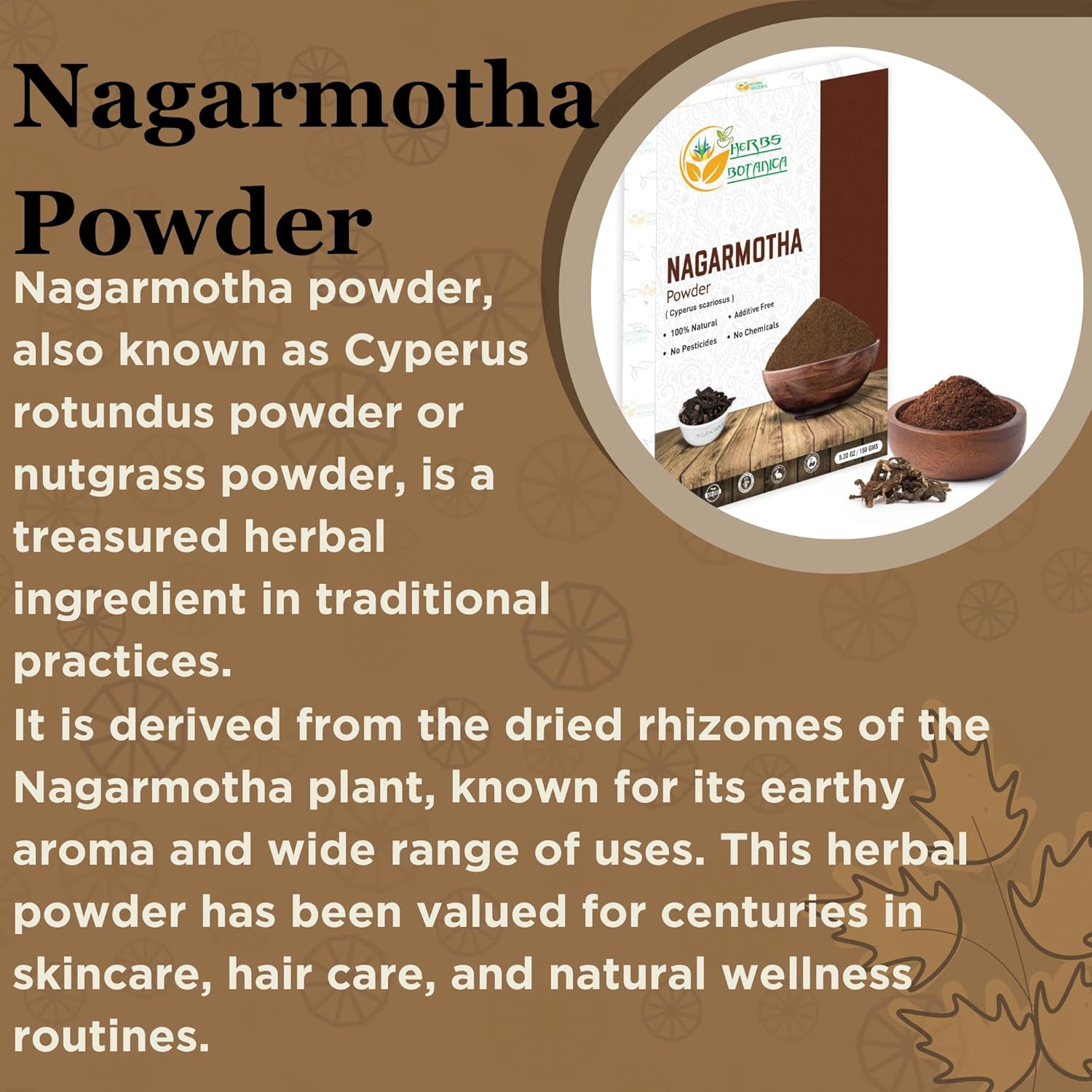 Organic Nagarmotha Powder Cyperus Rotundus Ayurvedic Formula for Digestion 100% Pure Premium Quality Herbal Supplement for Men and Women Promotes Healthy Hair Care 150 GMS / 5.3 oz