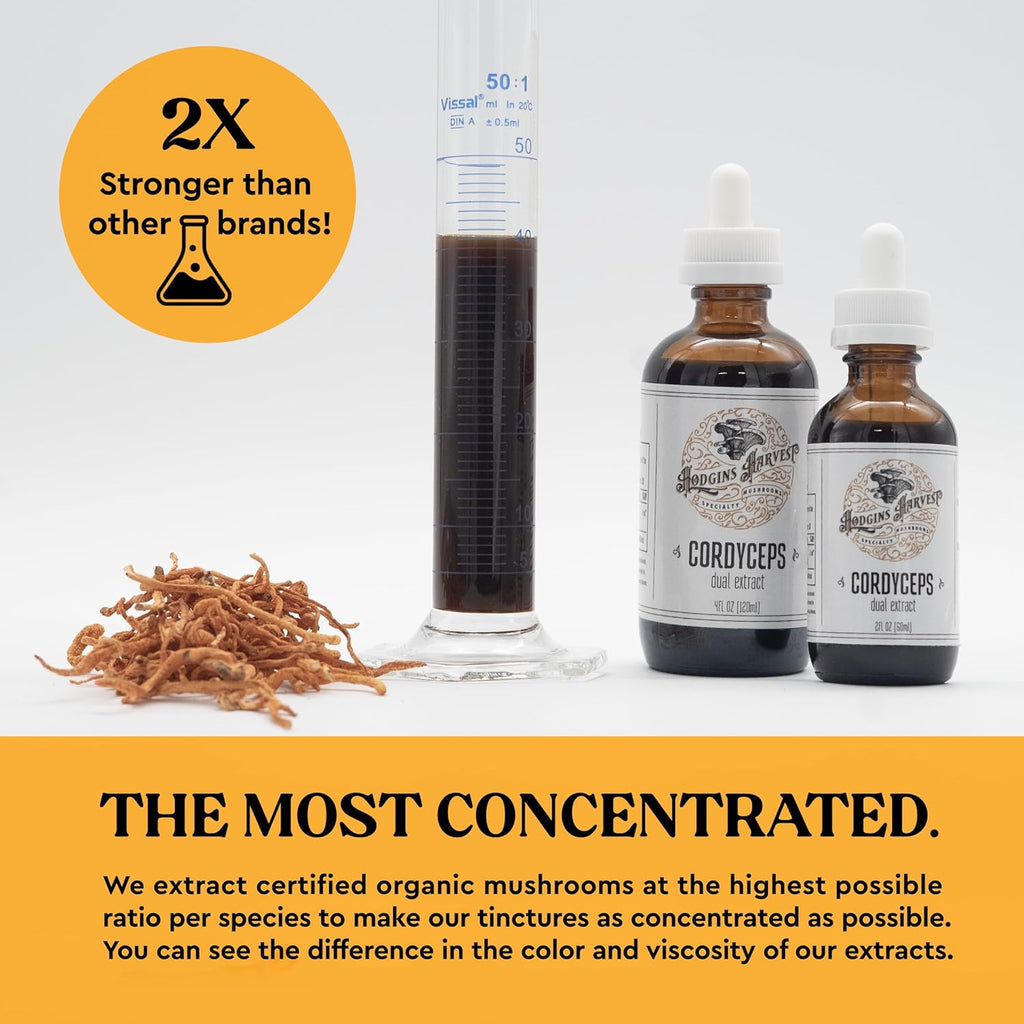 Hodgins Harvest Organic Cordyceps Tincture | Made with Mushrooms Grown On Our Farm in The USA | Dual Extract | Extra-Concentrated (4 fl oz)