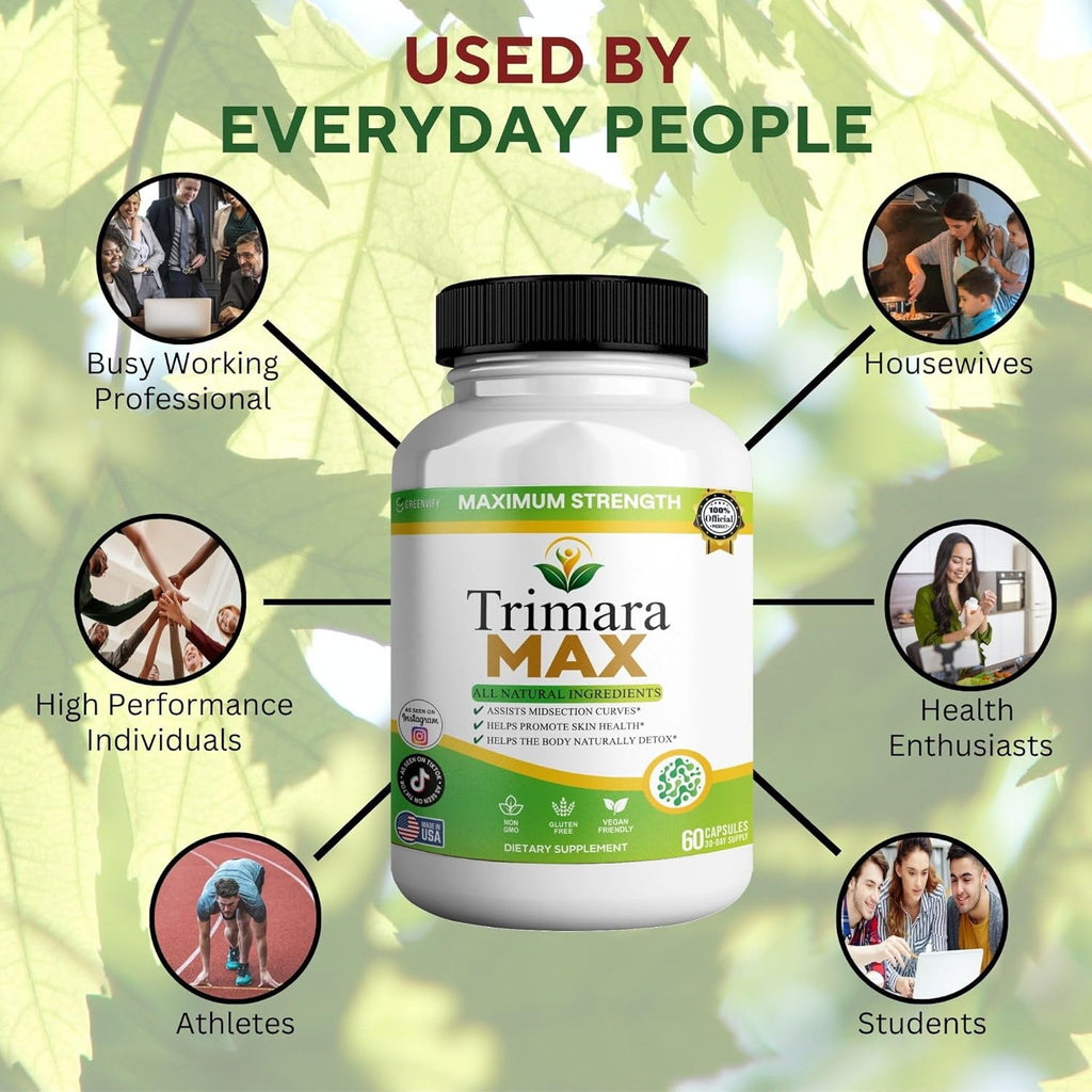 Trimara Max Maximum Strength Natural Dietary Supplement, 60 Capsules, All Natural Ingredients with Psyllium Powder, 30-Day Supply (2)
