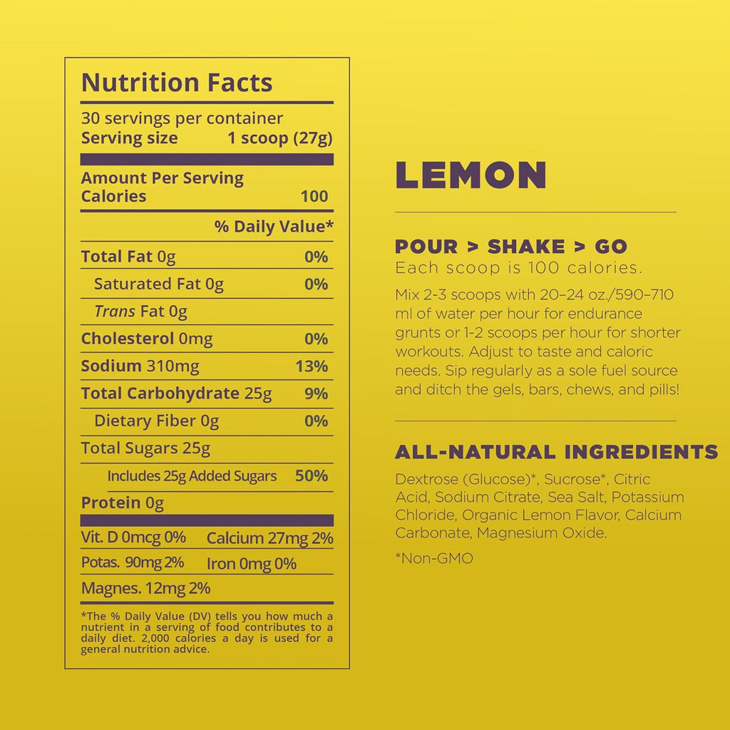 Tailwind Nutrition Endurance Fuel, Carbohydrate & Electrolyte Sports Drink Mix Powder, Gluten-Free, Vegan, Lemon, 30 Servings