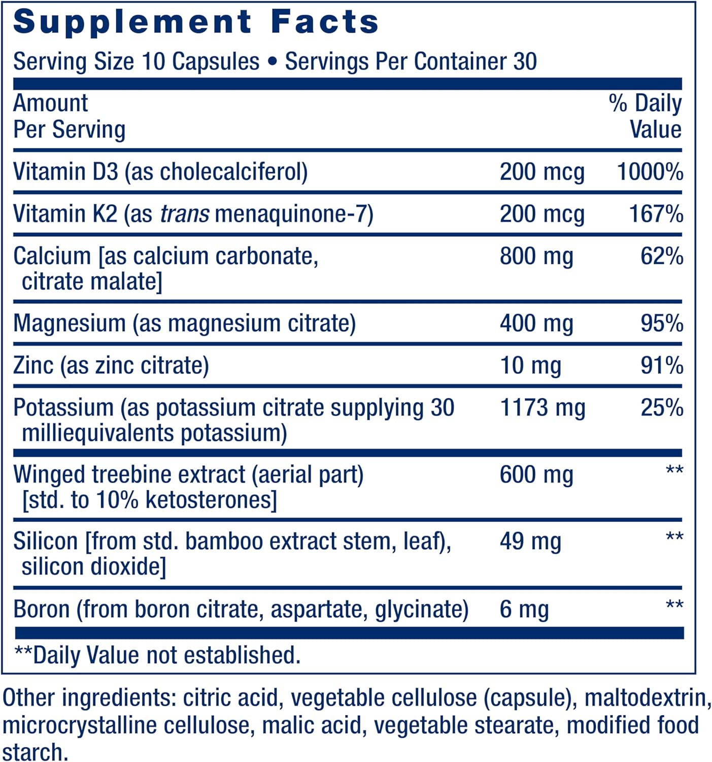 Life Extension Dr. Strum's Intensive Bone Formula, Cissus quadrangularis, Calcium, Vitamin D3, K2, Magnesium, zinc, Potassium, Boron, Bone Health Support Formula, Gluten Free, Non-GMO, 300 Capsules