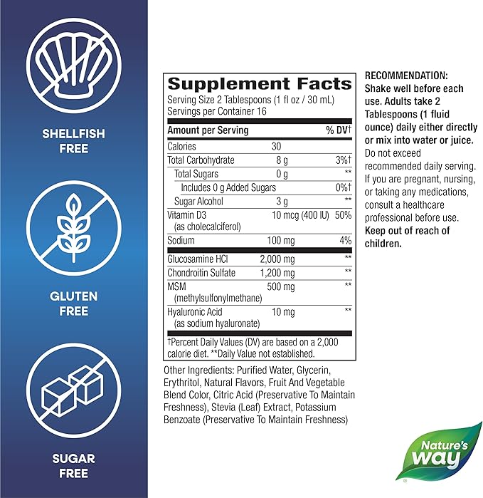 Nature's Way Joint Movement Glucosamine Fast Absorbing, 16 day supply, 16 Ounces (480 mL), Natural Berry (Packaging May Vary)