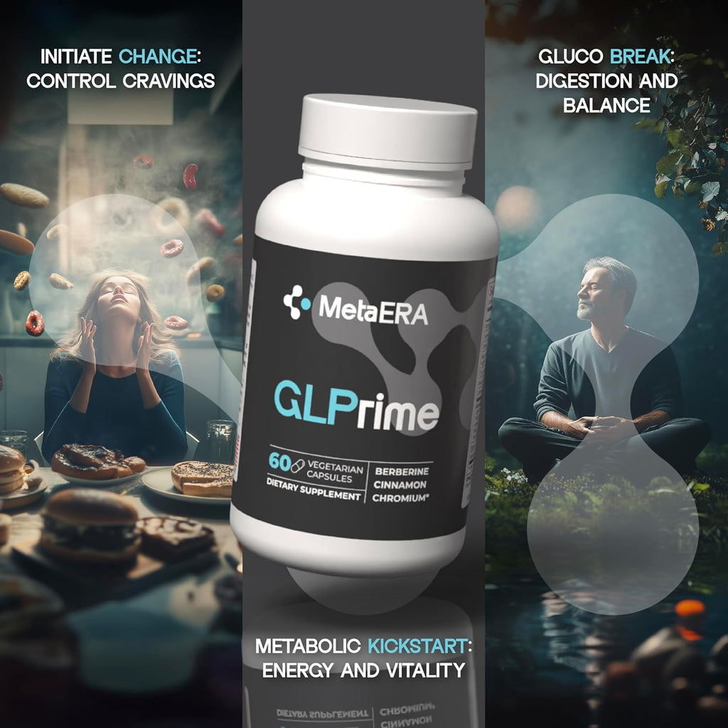 GLPrime GLP-1 Supplement - Natural GLP1 Booster with Berberine, Cinnamon & Chromium - 1 Bottle