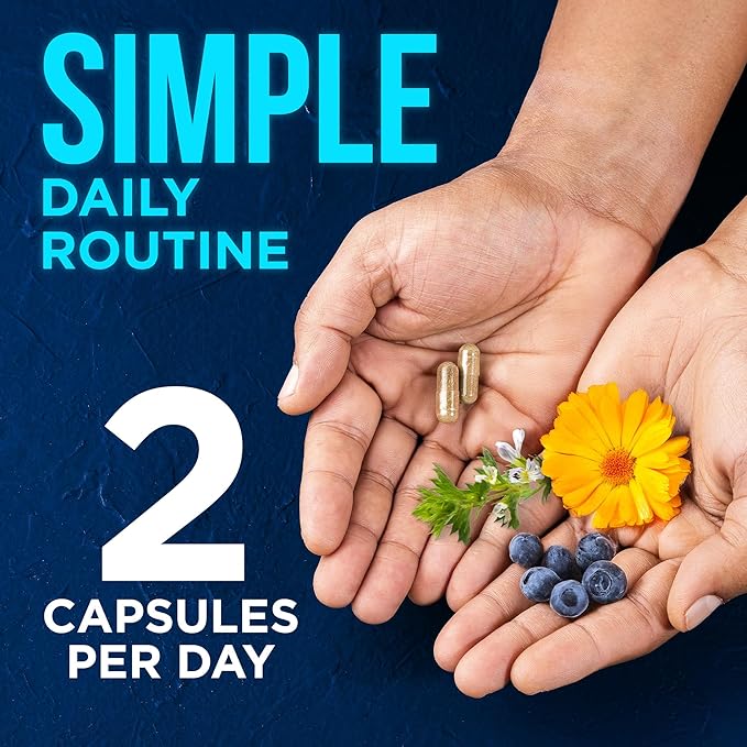 Vision Clarity Eye Vitamins – AREDS2 Inspired Formula with Lutein & Zeaxanthin, Bilberry, Eyebright & Vegan Omega-3 – Macular, Retina & Blue Light Support – for Adults – 2 per Day – 60 Vegan Capsules