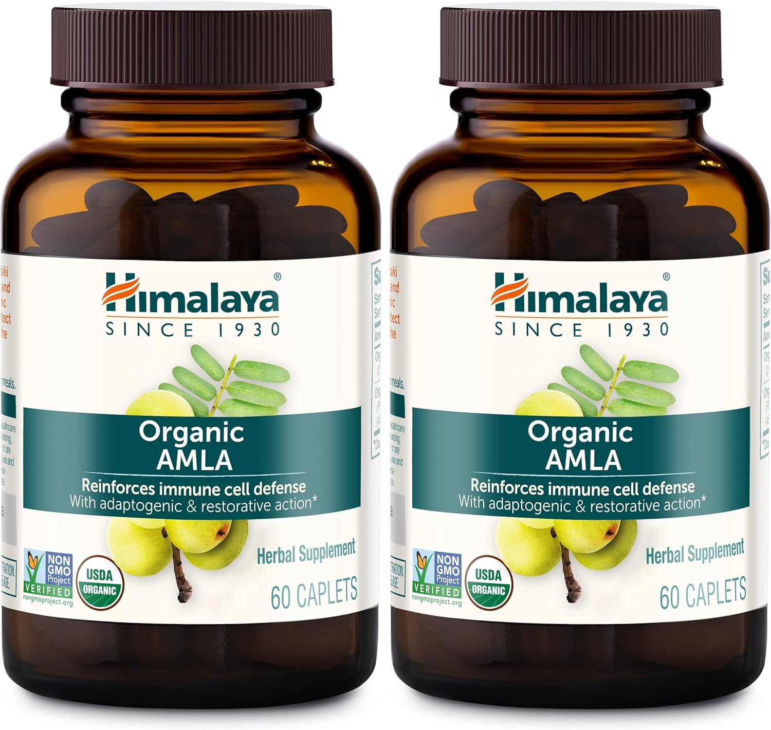 Himalaya Organic Amla/Amalaki for Active Immune Support and Cellular Defense, 600 mg, 60 Caplets, 2 Month Supply, 2 Pack