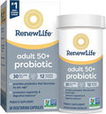Renew Life Probiotic Adult 50 Plus Probiotic Capsules, Daily Supplement Supports Urinary, Digestive and Immune Health, L. Rhamnosus GG, Dairy, Soy and gluten-free, 30 Billion CFU, 30 Count