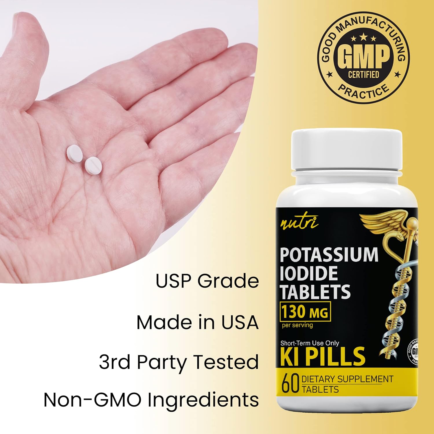 Nature's Fusions Potassium Iodide Tablets 130 mg (Pack of 2) - (120 Tablets) EXP 10/2032 - Ki Pills - Yoduro de potasio