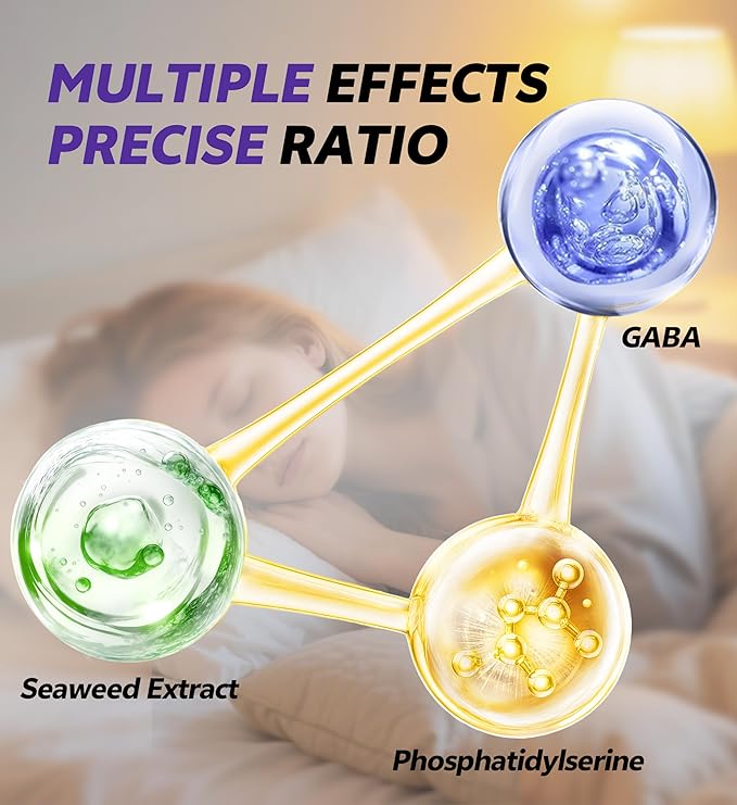 Natural Sleep Support for Adults with GABA & Seaweed Extract, Melatonin-Free Supplement for Healthy Sleep & Stress Support, 120 Capsules (Pack of 2)