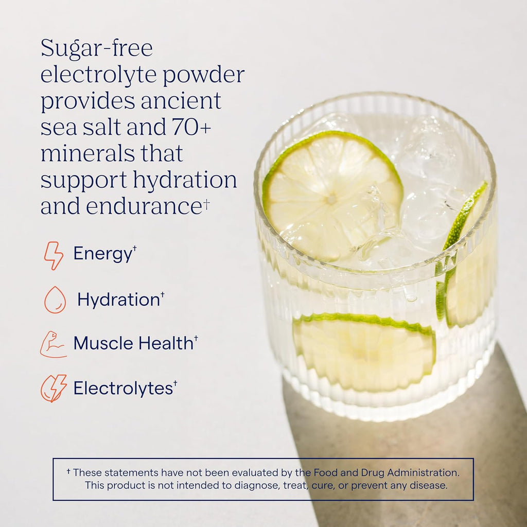 Trace Minerals ZeroLyte Salty Citrus Flavor - Sugar Free Electrolyte Drink Mix - Supports Hydration, Energy, Stamina - Ancient Sea Salt, Full Spectrum Minerals, Coconut Water - 30 Packets