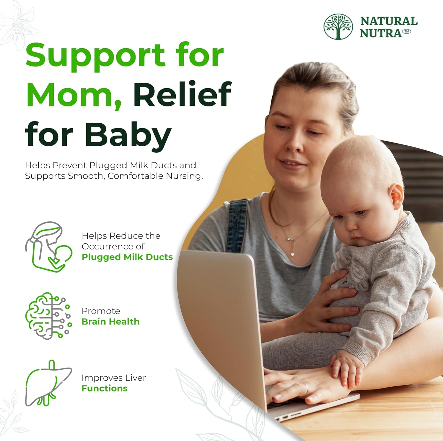 Natural Nutra Sunflower Lecithin 2000 mg Supplement, Supports Breastfeeding Moms with Plugged Milk Duct Relief, Liver & Brain Health Booster, Soy Free, Non-GMO, Gluten-Free, 120 Softge