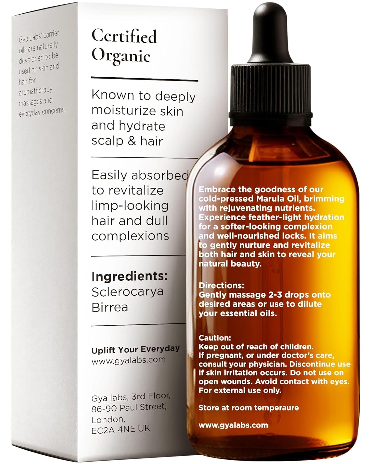 Gya Labs Organic Marula Oil for Skin - 100% Pure Natural Unrefined Marula Carrier Oil for Hair, Face, Nails, Massage & Hair (1 Fl Oz)