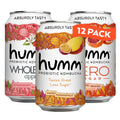 Humm Kombucha Sampler Pack, Includes Original Mango Passionfruit Kombucha, Zero Sugar Blood Orange, Whole30 Approved Strawberry Blossom (Pack of 12)