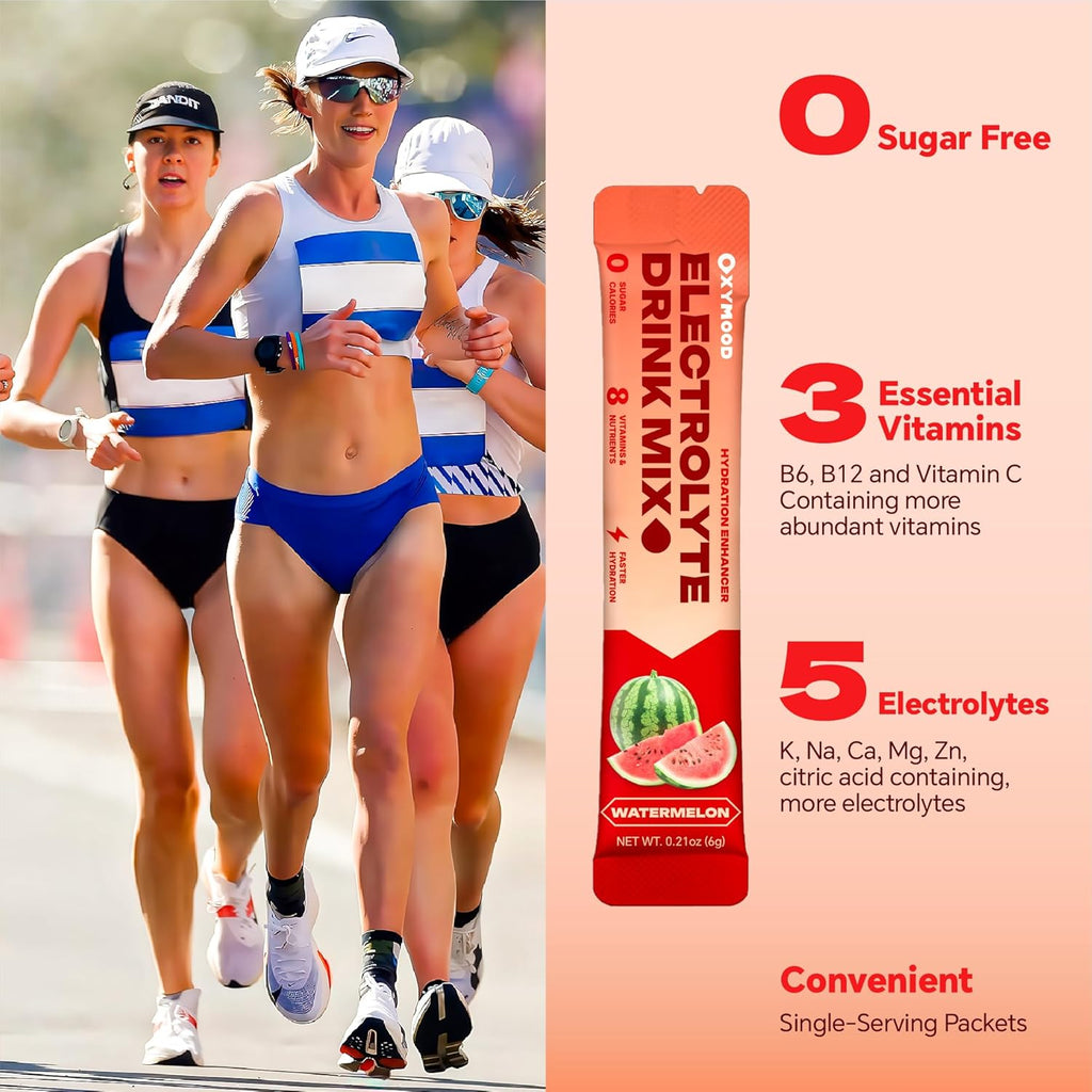 Sugar Free Electrolytes Powder Packets - Salty High Sodium Hydration Packets, Electrolytes Drink Mix for Fitness Enthusiasts & Outdoor Workers, Calories Free(Watermelon 30 Sticks)