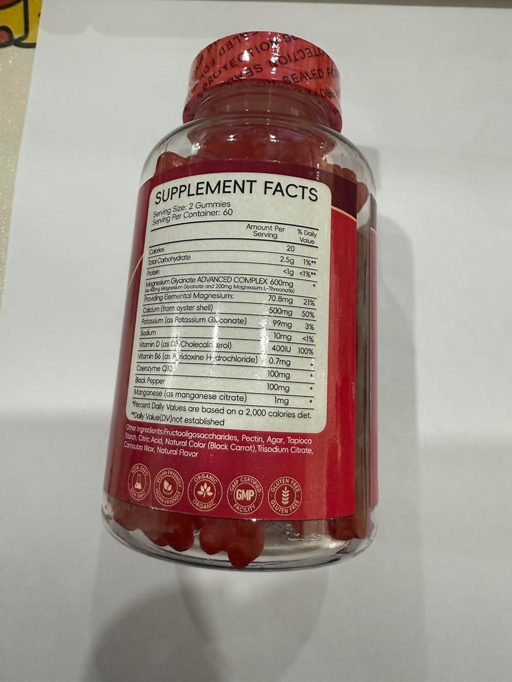 Magnesium Glycinate Gummies 600mg, Sugar Free Magnesium Gummies for Adults