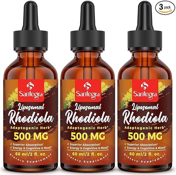 57,000 MG Liposomal Active Rhodiola Rosea Supplement with Ashwagandha, Liquid for High Absorption, Rhodiola Rosea Root Extract Tincture for Energy, Stress, Mood, Vegan, Sugar & Gluten-Free, 180 ml