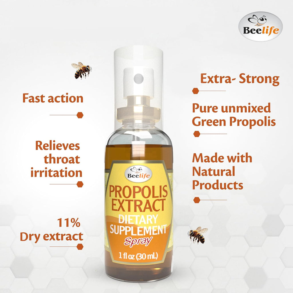 Beelife Propolis Sore Throat Relief Spray - Propolis Spray - Natural Immune Support, Helps Calm Cough & Dry, Itchy Throat - No Sugar - 3-Pack