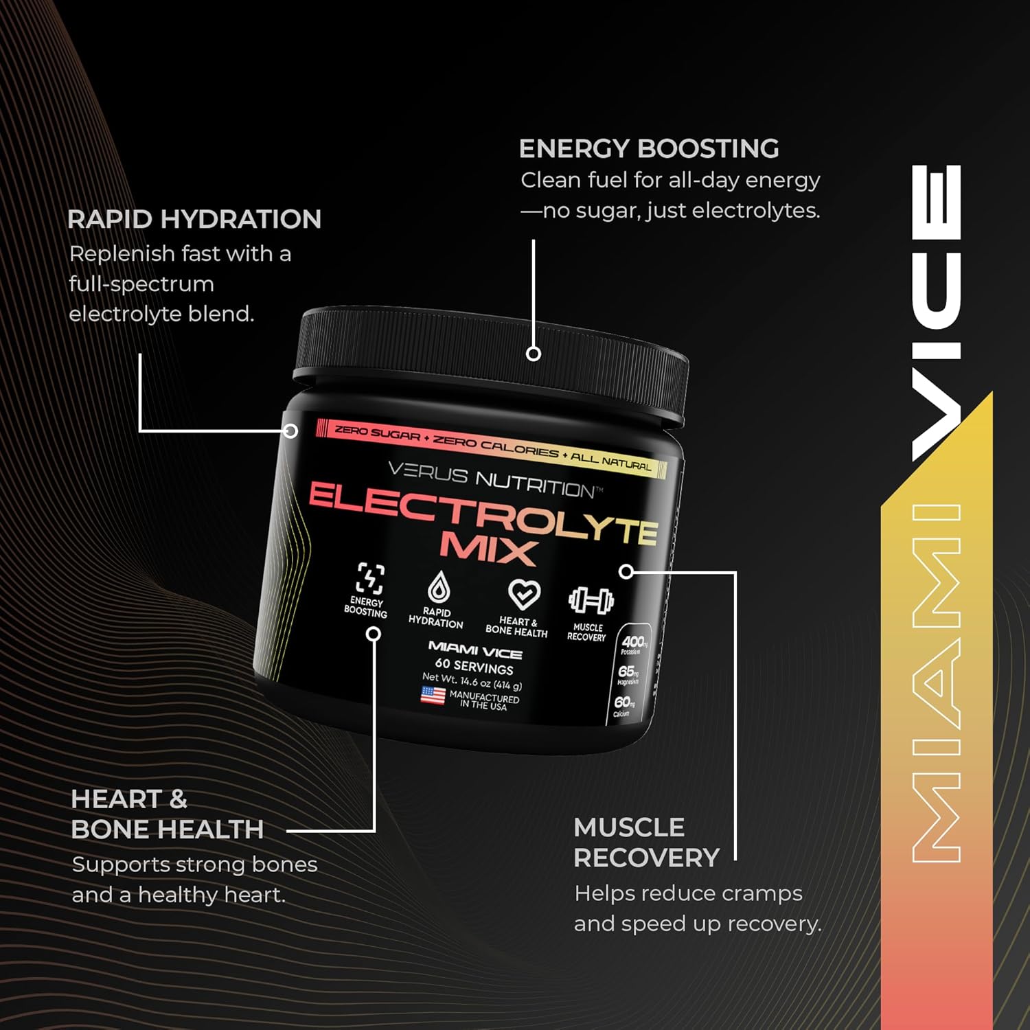 Electrolytes Powder No Sugar- Zero Calorie Hydration Powder | Sugar Free Electrolytes for Fasting, Keto & Vegan | Natural Ingredients Electrolyte Mix for Energy Boost, 60 Servings