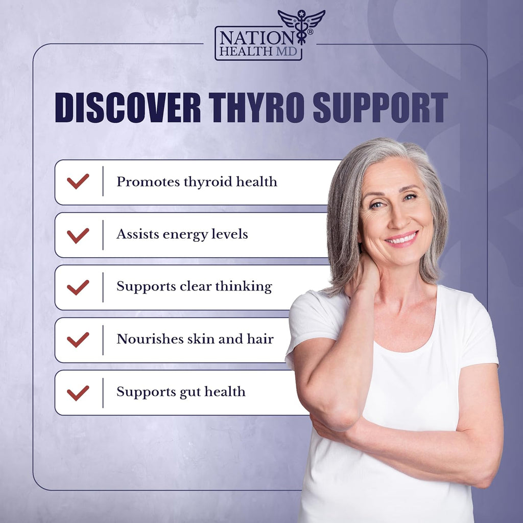 Thyro Support - Thyroid Supplement with Selenium, Bladderwrack & Zinc - Thyroid Health for Women & Men - Vegan, Non GMO, Gluten Free - 120 Capsules