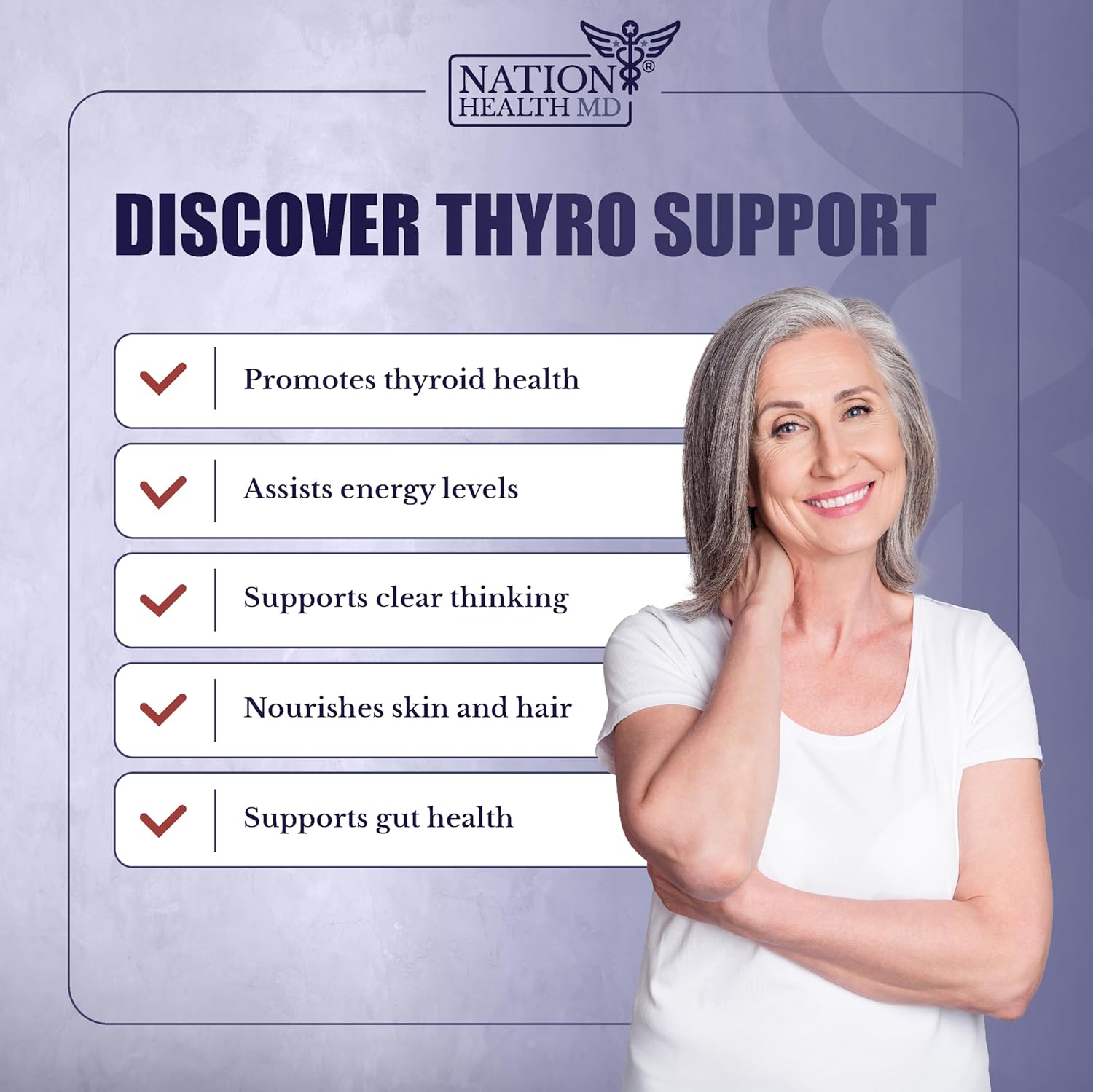 Thyro Support - Thyroid Supplement with Selenium, Bladderwrack & Zinc - Thyroid Health for Women & Men - Vegan, Non GMO, Gluten Free - 120 Capsules