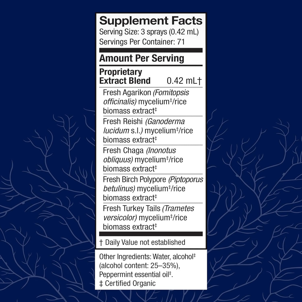 Host Defense MycoShield Throat Spray - Immune Health Support - Dietary Mushroom Supplement with Chaga, Reishi, Turkey Tail & More - On-The-Go Immune Support - Peppermint, 1 fl oz (71 Servings)*