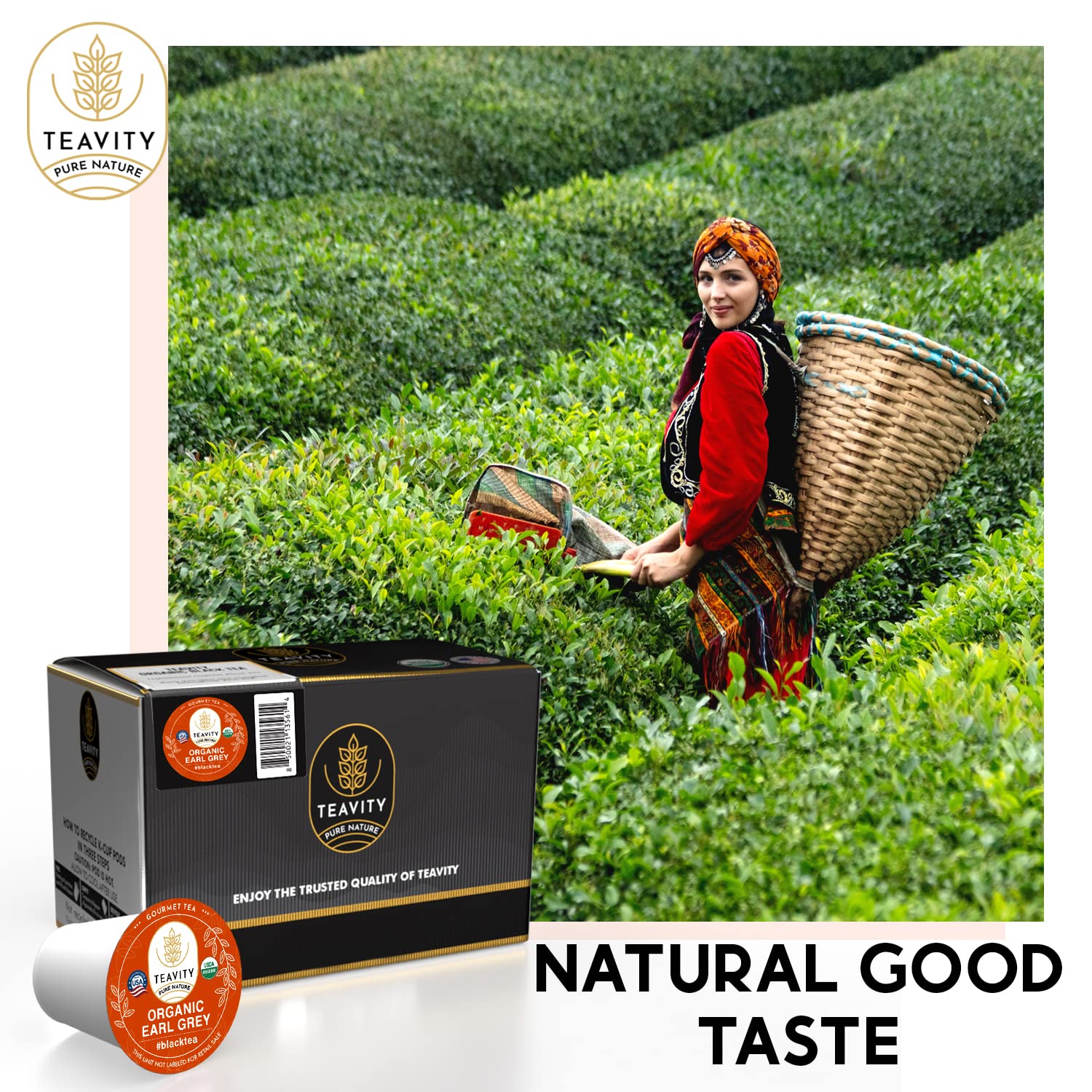 Organic Earl Grey Tea Pods for Keurig - Caffeinated Unsweet Black Tea for K Cup Brewing by Teavity (36 Tea Pods)