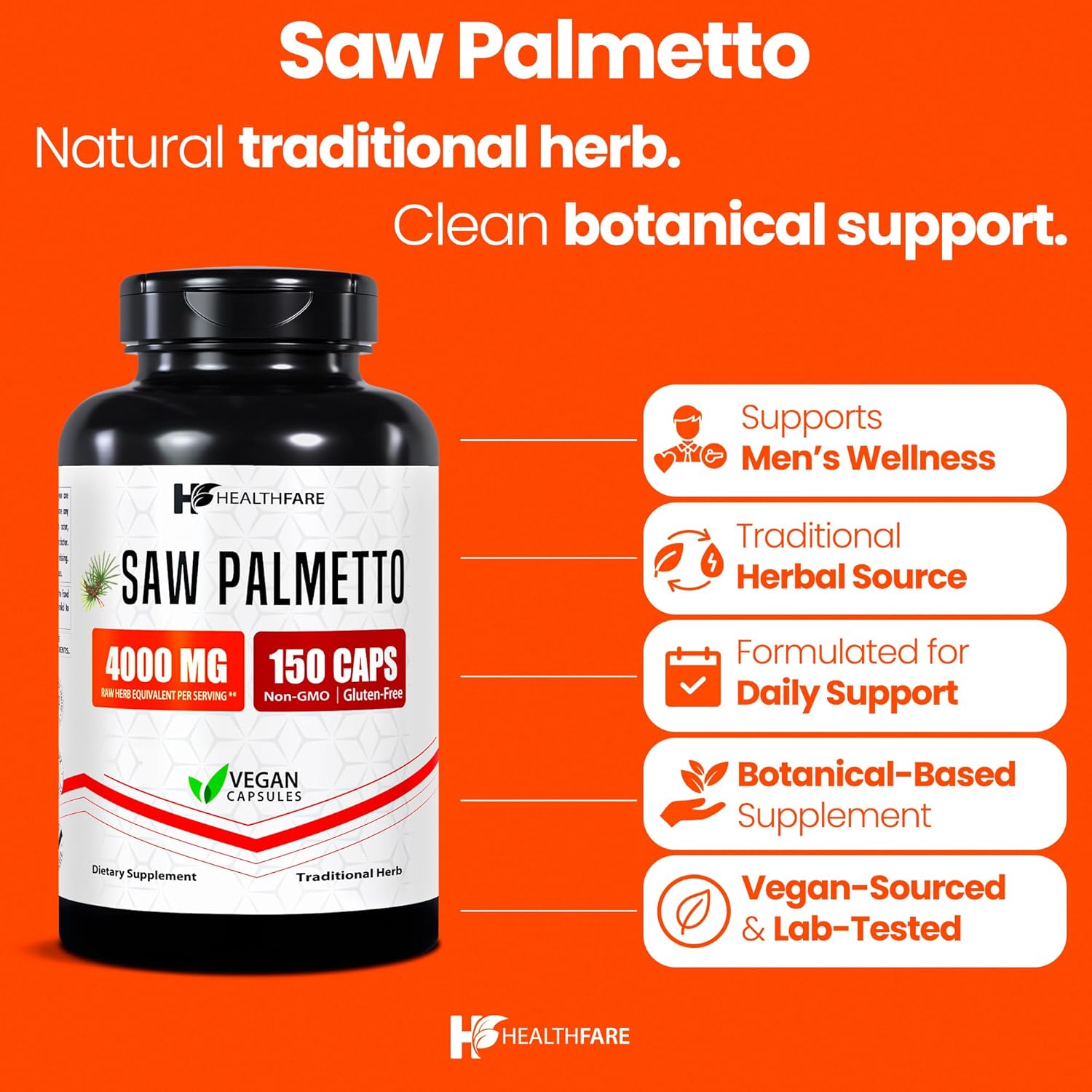 Saw Palmetto Extract Capsules 4000mg Equivalent | 150 Capsules | Hair Growth for Men & Women | Non-GMO & Gluten-Free | Made in The USA
