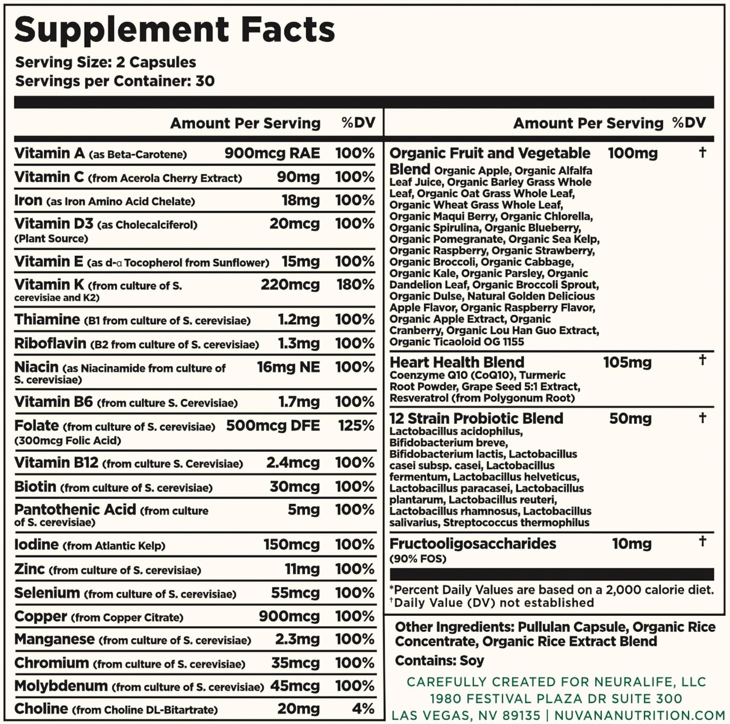 Multifood Whole Food Multivitamin for Men & Women | 21 Organic Fruits & Vegtables | Boosts Energy, Supports Gut & Immune Health | Prebiotics & Probiotics | 60 Capsules