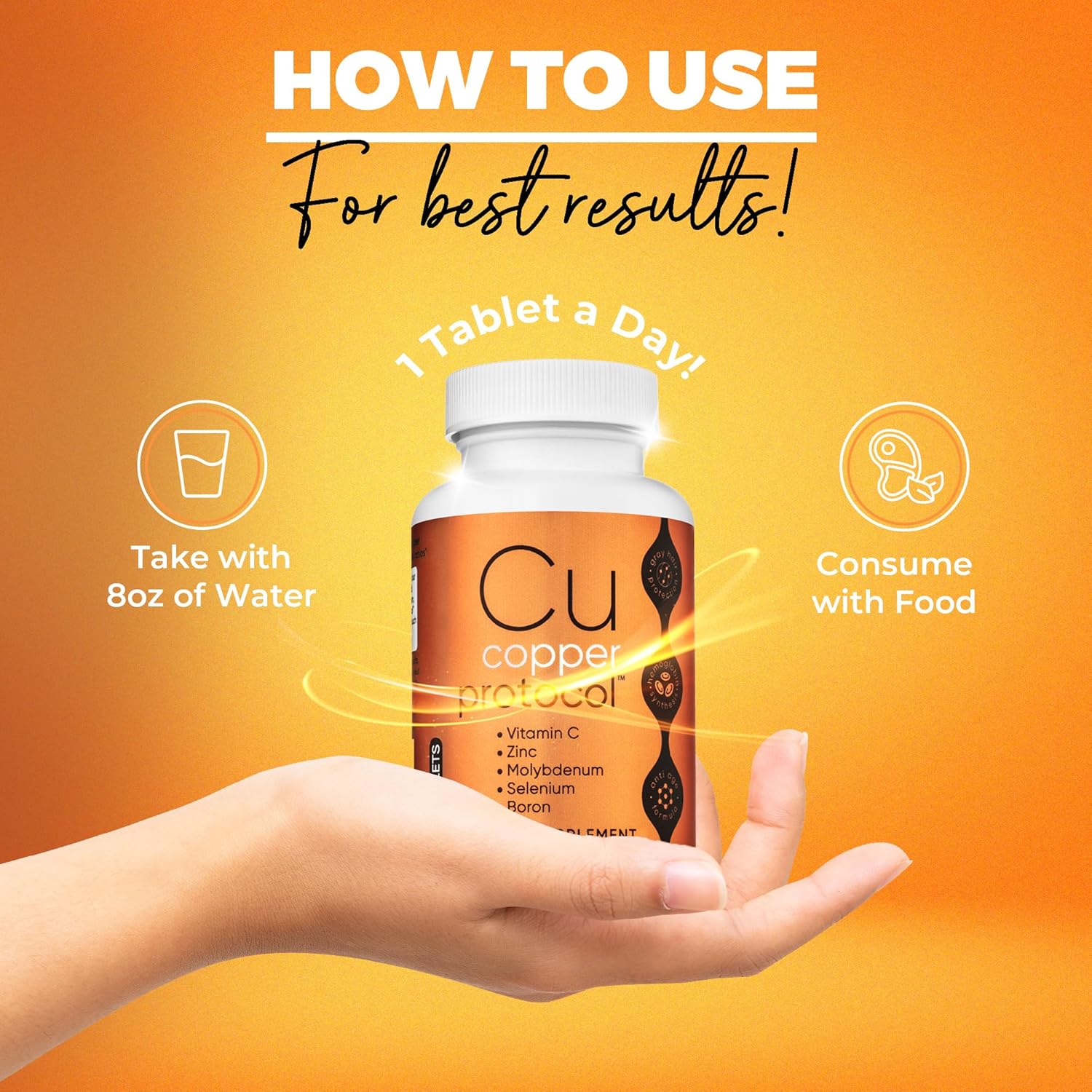 Copper Supplements for Women and Men (90 Capsules) Boosts Energy, Nourishes Body, Anti-Aging Formula, Includes Vitamin C, Zinc & Selenium, Non-GMO, Made in USA - GMP Certified