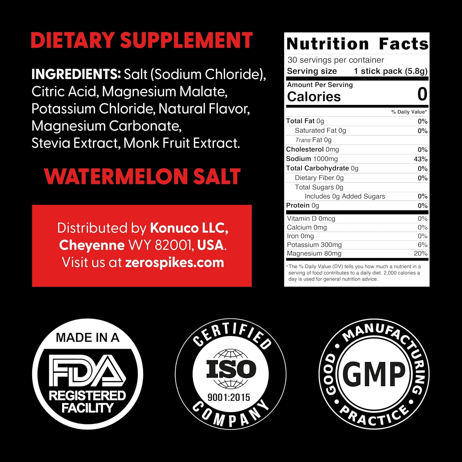 No Sugar Electrolytes Powder Packets | Keto & Fasting Salts Drink Mix | Supplements: The Key Hydration Nutrients Missing from Purified Water | Clean, Watermelon, Calorie Free | 30 Sticks