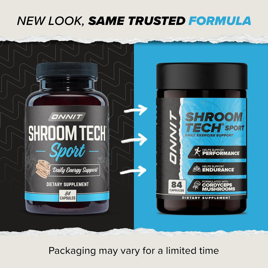 ONNIT Shroom Tech Sport Daily Exercise Support Capsules, Pre Workout Supplement with Cordyceps Mushrooms, Caffeine-Free Dietary Supplement for Daily Energy Support, 84 Count