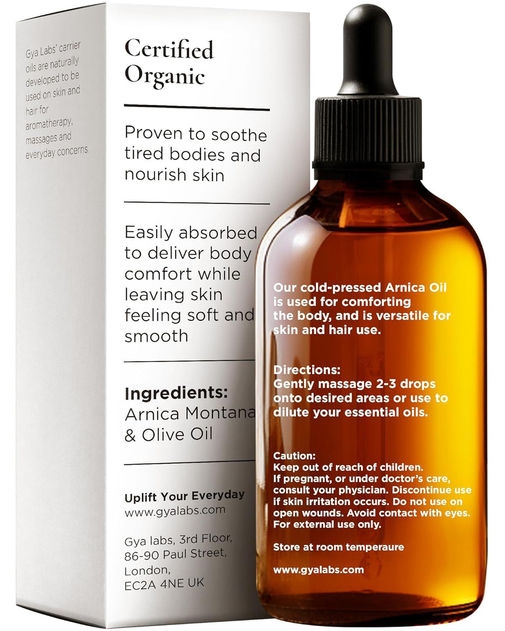 Gya Labs Organic Arnica Oil - 100% Pure Natural Arnica Carrier Oil for Skin, Massage, Aromatherapy & Soothing (1 Fl Oz)